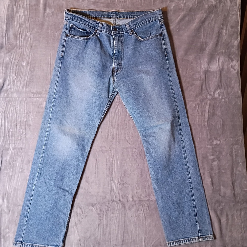 Levis 505 Regular Fit Mens Jeans 36x30 Medium Wash Straight Leg Denim 00505-1649